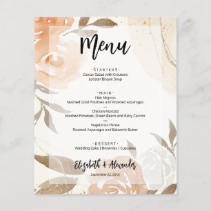 Menu de Casamento Floral de Queda de Orçamento