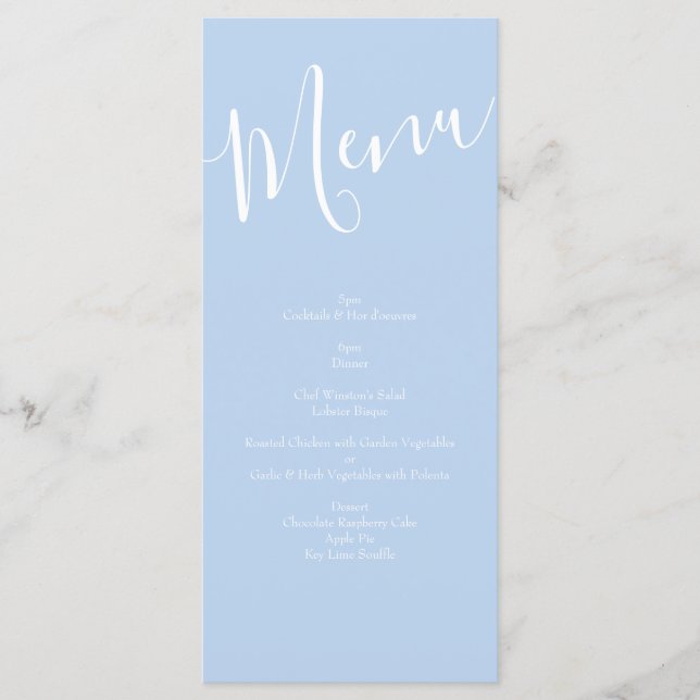 Menu de Casamento Floral de Rosa Azul Pálido e Ama (Frente)