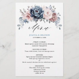 Menu de Casamento Floral de Rosa de Folha de Mata