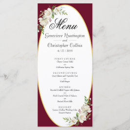 Menu de Casamento Floral do Elegante Boho Burgundy
