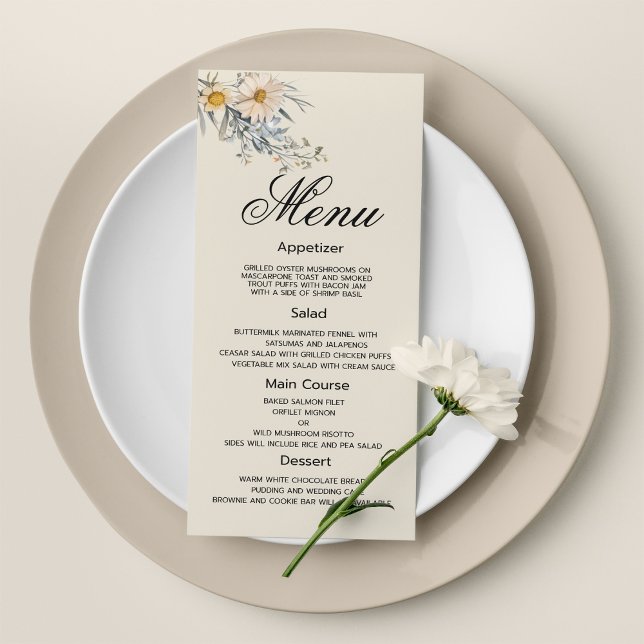 Menu de Casamento Floral do Jardim Botânico de Flo (Botanical wildflowers garden floral Wedding Menu)