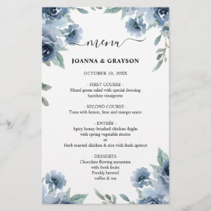 Menu de Casamento Floral do Marinho de Tabuleiro A