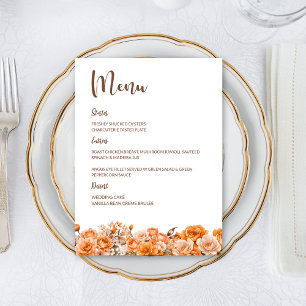 Menu de Casamento Floral do Orange Rosa