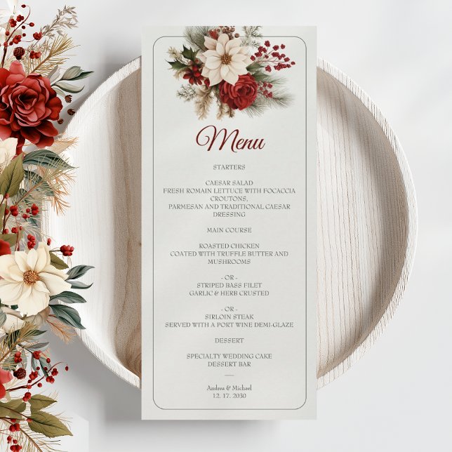 Menu de Casamento Floral do Pine Russo de Inverno (Criador carregado)