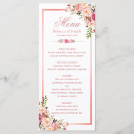 Menu de Casamento Floral do Quadro Dourado Classy