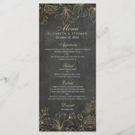 Menu de Casamento Floral do Quadro Dourado Preto E