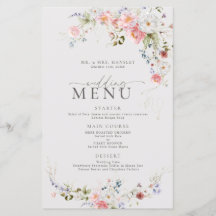 Menu de Casamento Floral Elegante
