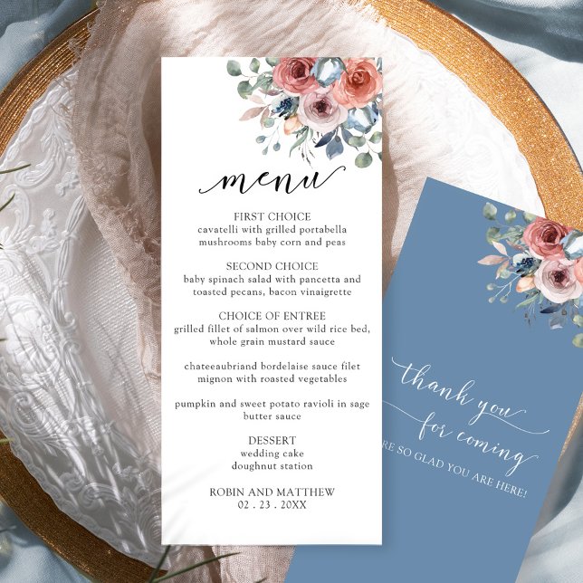 Menu de Casamento Floral Elegante e Feliz (Criador carregado)