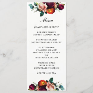 Menu de Casamento Floral Fresco