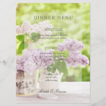 Menu de Casamento Floral Lilac Flor de Primavera R
