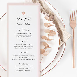 Menu de casamento floral minimalista de ouro Elega