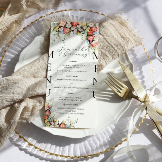 Menu de Casamento Floral Moderno Elegante (Criador carregado)