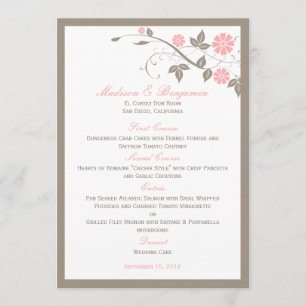 Menu de Casamento Floral Moderno - Rosa Suave