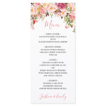 Menu de Casamento Floral Pink de Peony Boho
