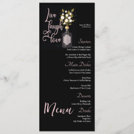 Menu de Casamento Floral Preto Personalizado com C