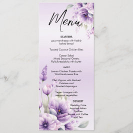 Menu de Casamento Floral Purple com Aquarela