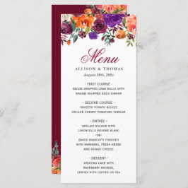 Menu de Casamento Floral Purple Purple Burgundy