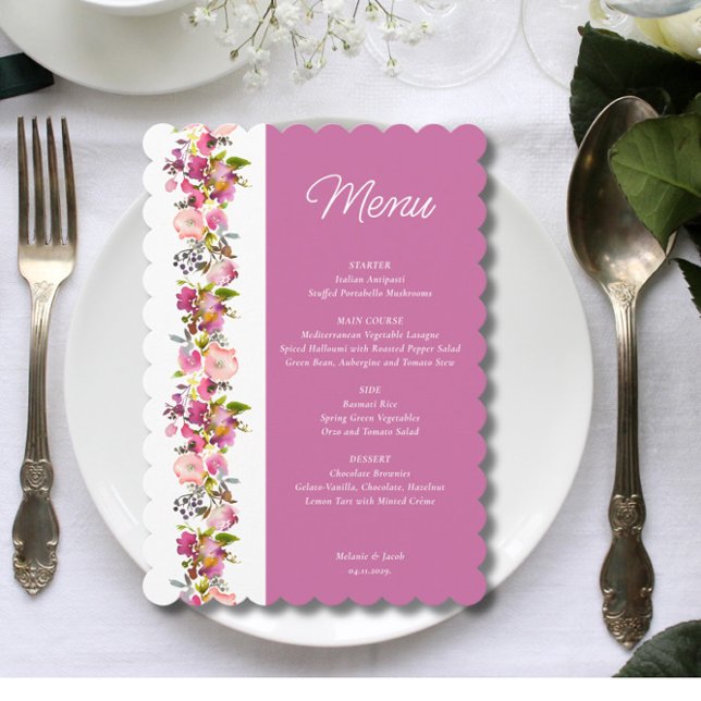 Menu de casamento Floral Rosa (Criador carregado)