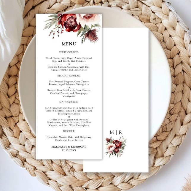 Menu de Casamento Floral Russo Russo-Rosa-Brilhant (Criador carregado)