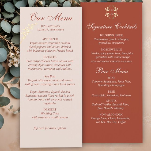 Menu de Casamento Floral Russo Sem Tempo (Criador carregado)