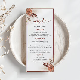 Menu de Casamento Floral Rustic Terracotta Pampas 