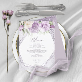 Menu de Casamento Floral Sparkles3 Mauve ID889