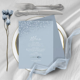 Menu de Casamento Floral Sparkles4 Blue ID889