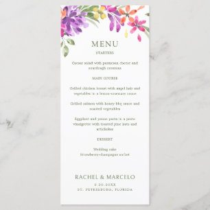 Menu de Casamento Floral Tropical Brilhante