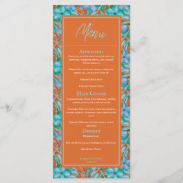Menu de Casamento Floral Tropical Orange and Blue
