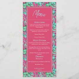 Menu de Casamento Floral Tropical Rosa e Verde