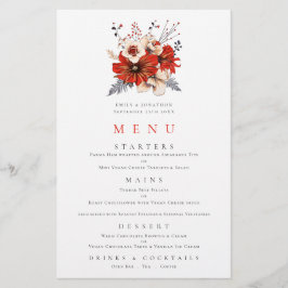 Menu de Casamento Foliar de Florestas Vermelhas de