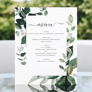 Menu de Casamento Foliar de Verde Botânico de Or