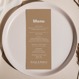 Menu de Casamento Formal Brown Elegante Minimalist