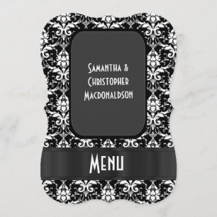 Menu de casamento formal de Black and White Damask
