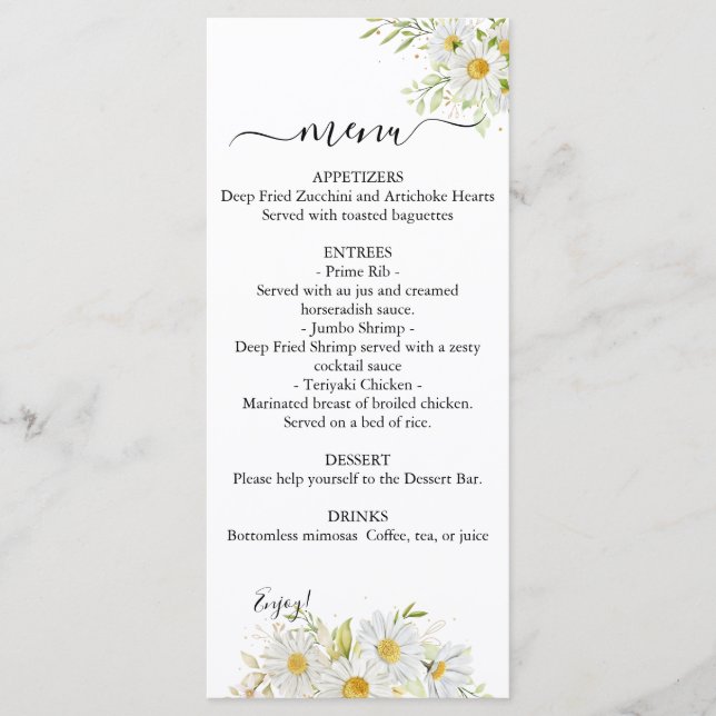 Menu de Casamento Genérico com Chrysanthemum Duplo (Frente)