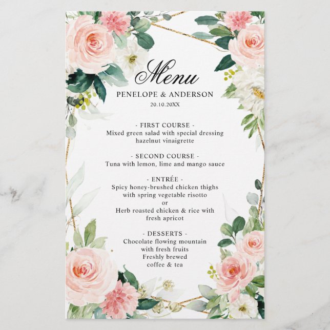 Menu de Casamento Geométrico (Frente)
