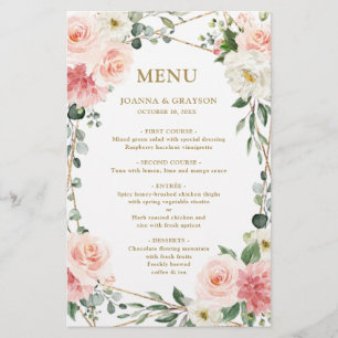 Menu de Casamento Geométrico Botânico Floral Cor-d