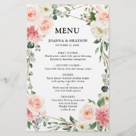 Menu de Casamento Geométrico Botânico Floral Cor-d