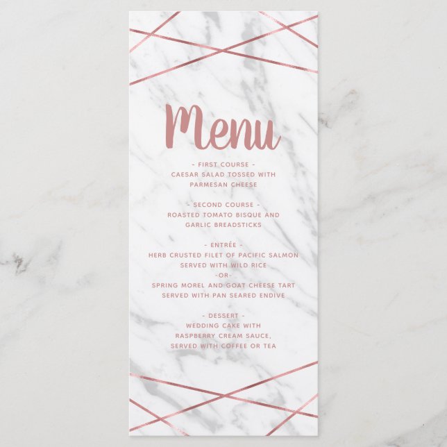 Menu de Casamento Geométrico da Linha Dourada do R (Frente)