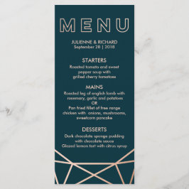 Menu de Casamento Geométrico do Diamante rosa Dour