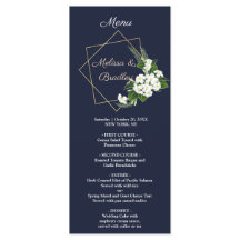 Menu de Casamento Geométrico do Marinho Clássico E