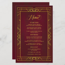 Menu de Casamento Geométrico Dourado da Borgonha