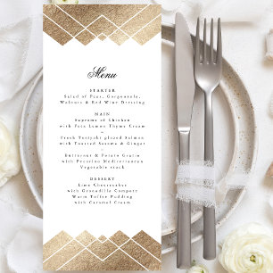 Menu de Casamento Geométrico Dourado Gatsby
