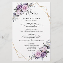 Menu de Casamento Geométrico Dusty Purple Blooms