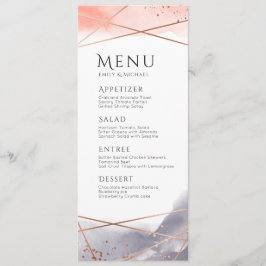 Menu de casamento geométrico em aquarela Rose Gold