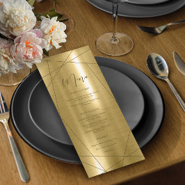 Menu de Casamento Geométrico Metálico Dourado ID64