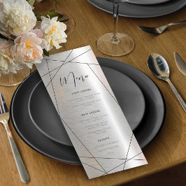 Menu de Casamento Geométrico Metálico Silver/Black