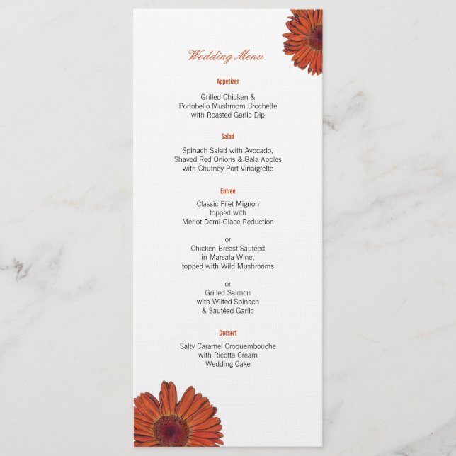 Menu de Casamento Gerbera (Frente)