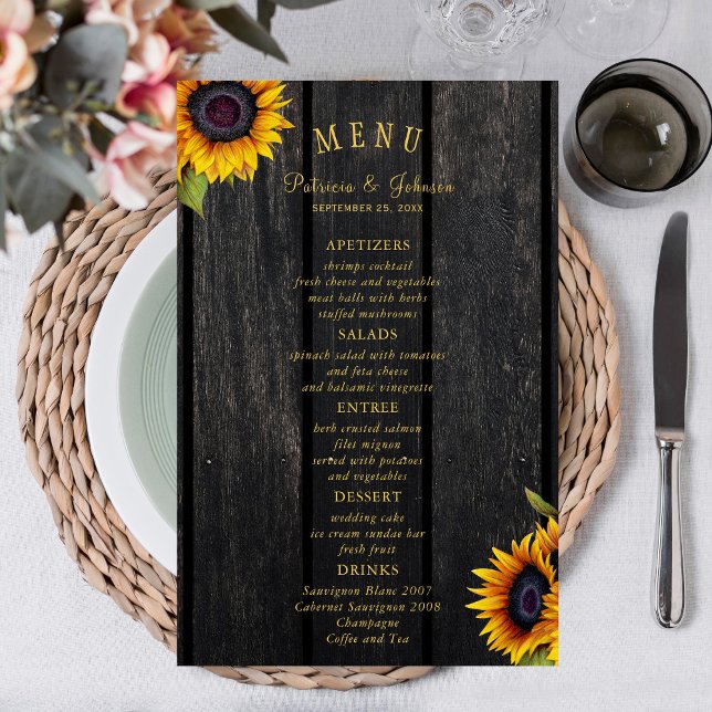 Menu de casamento gico de girassóis russos do orça (Criador carregado)