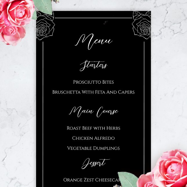 Menu De Casamento Gótico Do Crânio Negro E Branco (Gothic Menu)